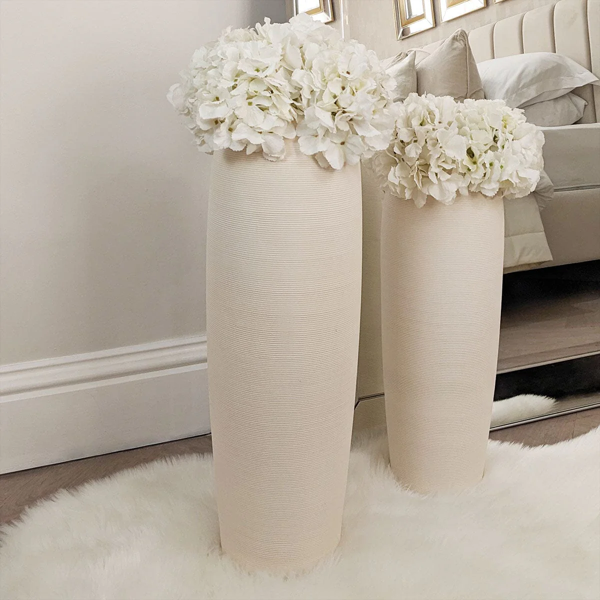 Solis XL Floor Standing Stone Ceramic Neutral Vase - Image 3