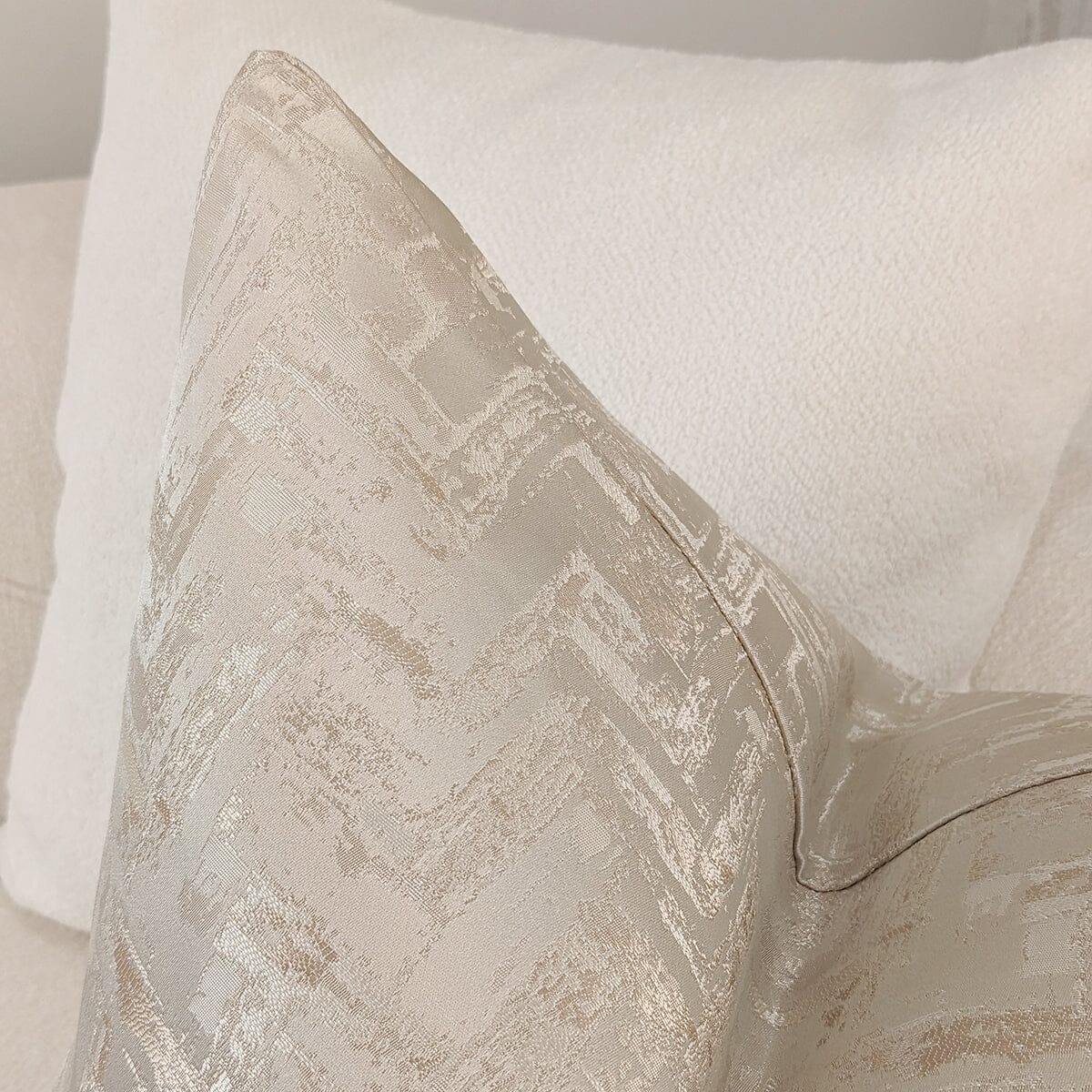 Sorrel Cream & Gold Metallic Abstract Patterned Cushion - 50x50cm - Image 2