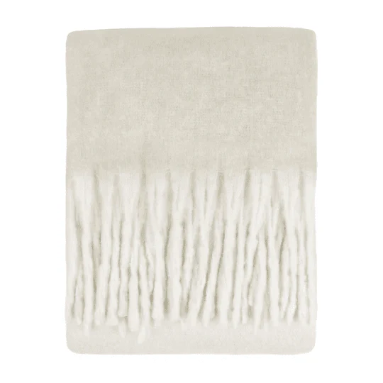 Sotani Cream Woven Tasselled Throw - Image 2