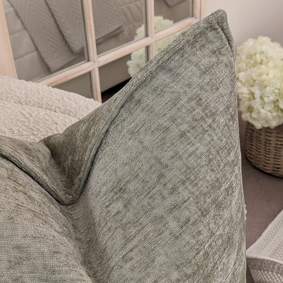 Souffle Sage Green Woven Cushion with Oxford Border - 30x50cm - Image 2