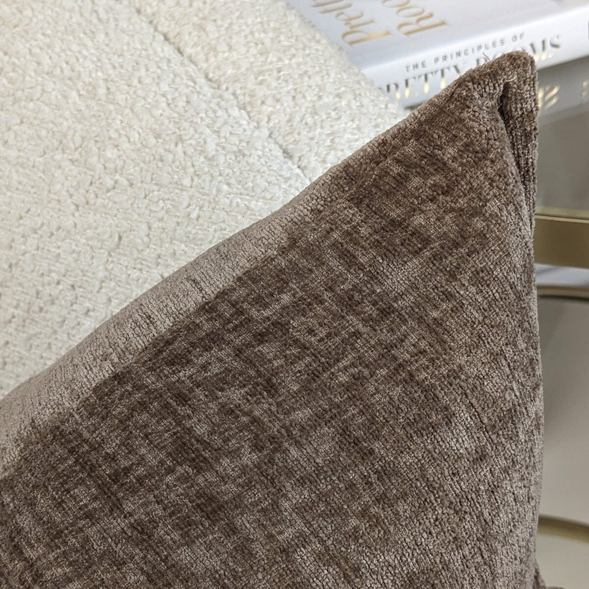 Souffle Taupe Woven Cushion with Oxford Border - 50x50cm - Image 2