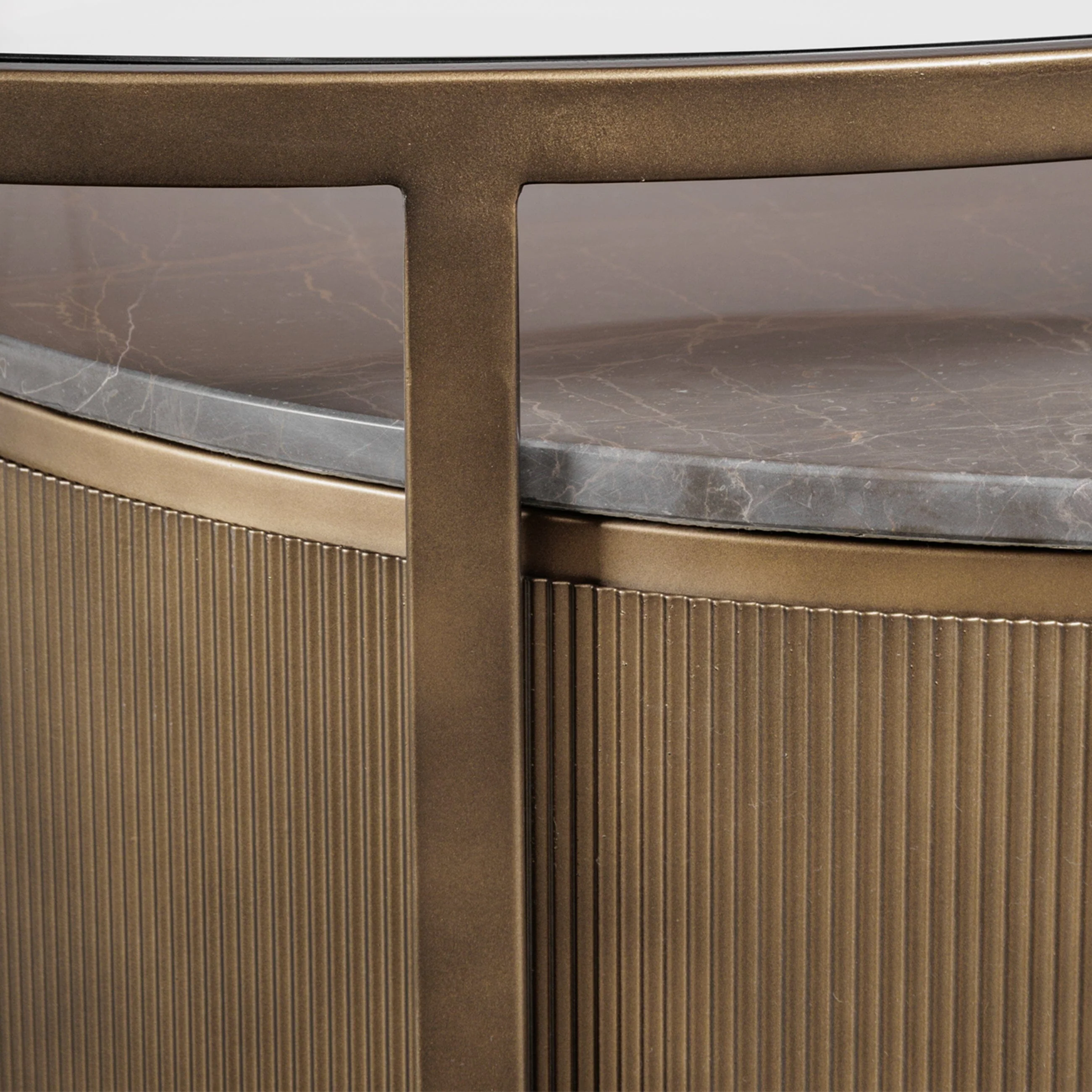 Sovana Antique Brass Nesting Coffee Tables with Grey Marble and Glass Top - Image 5