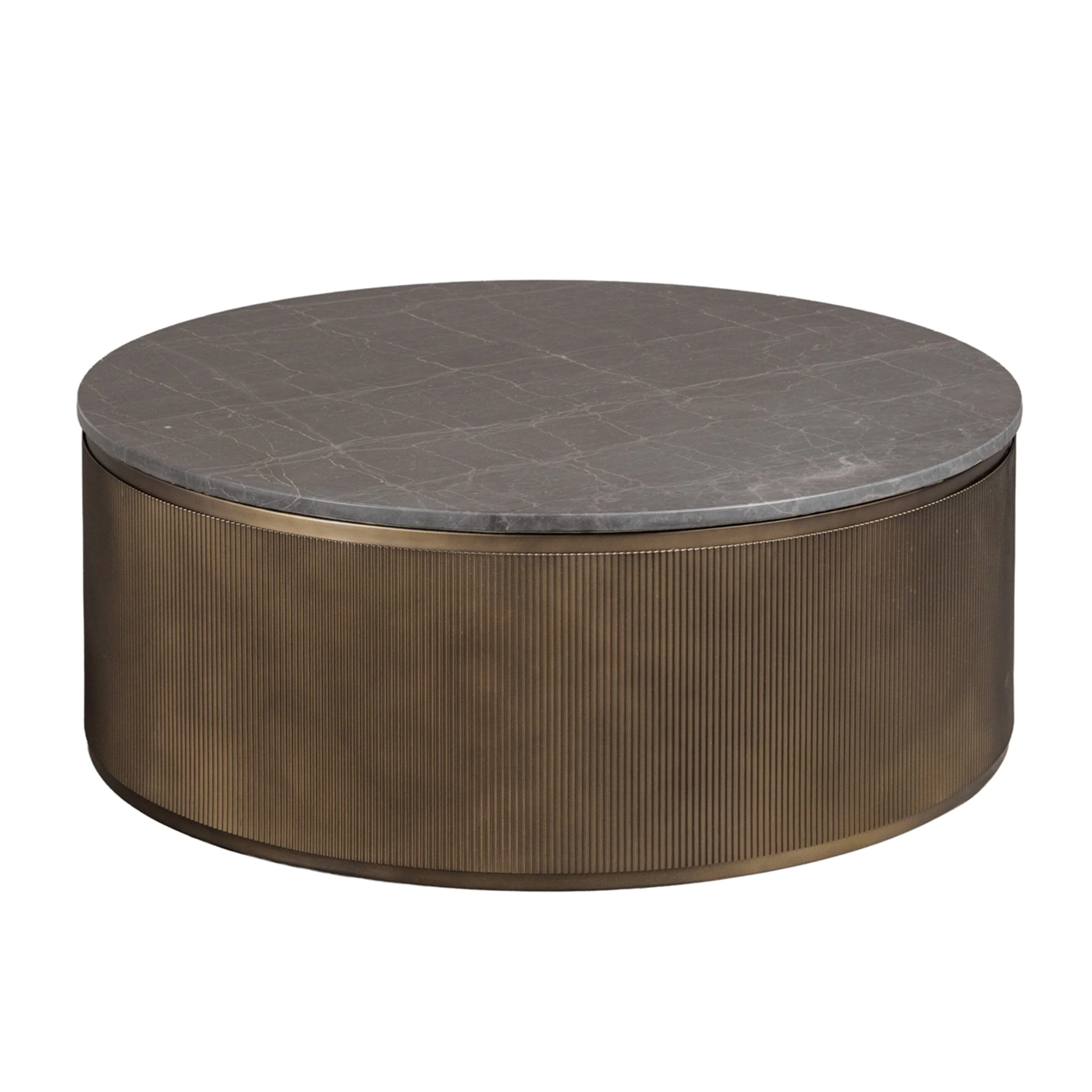 Sovana Antique Brass Nesting Coffee Tables with Grey Marble and Glass Top - Image 6