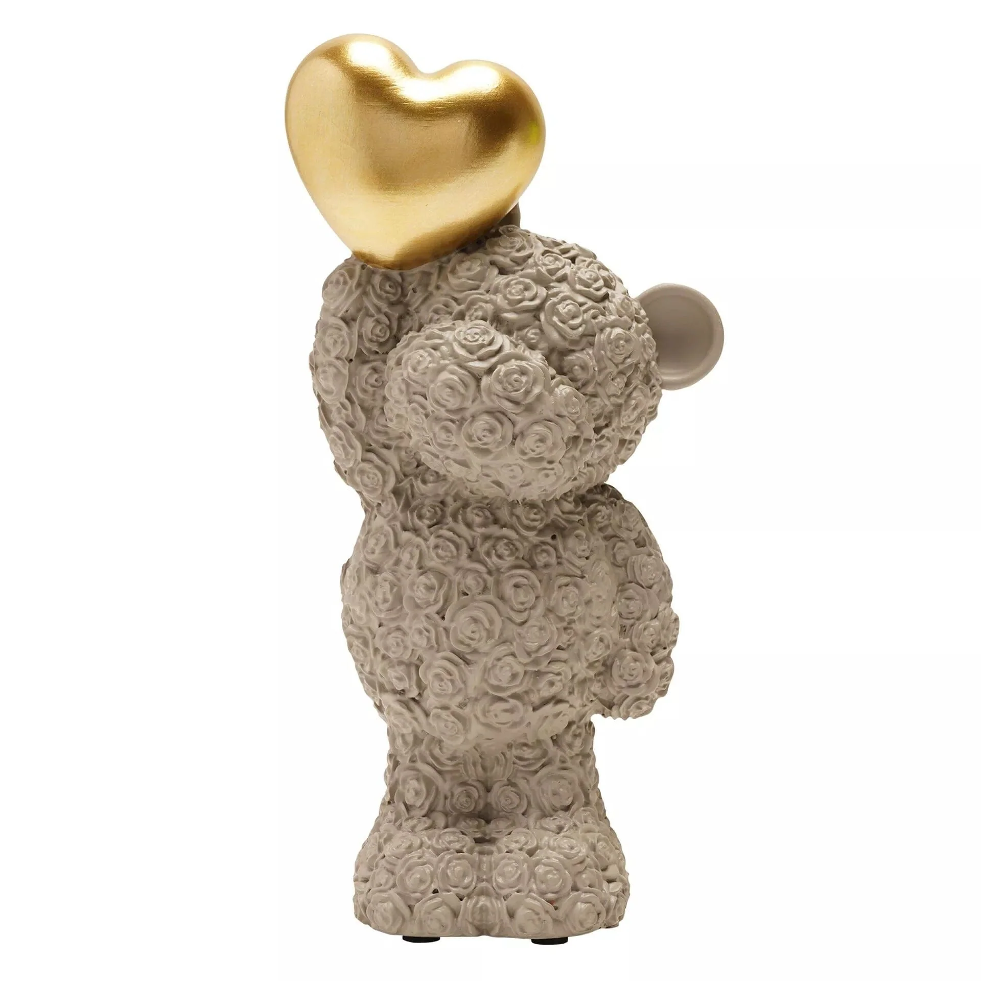 Standing Grey Bear with Gold Balloon Heart Ornament - Image 2