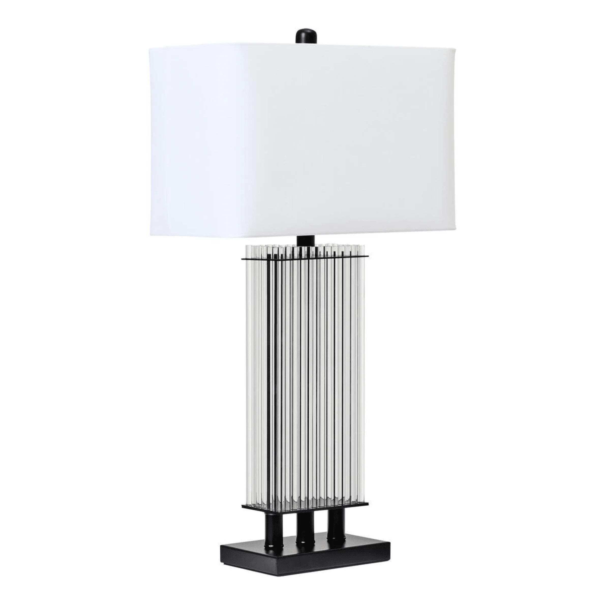 Stanton Black & Glass Table Lamp with White Shade - Image 3