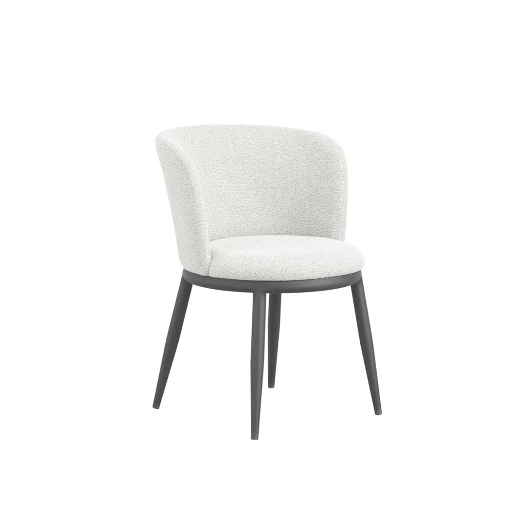 Stasi Off White Boucle Curved Dining Chair with Black Legs - Image 3