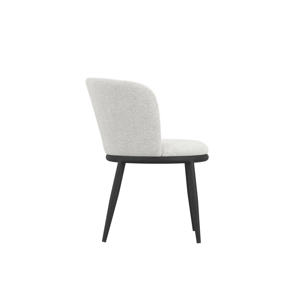 Stasi Off White Boucle Curved Dining Chair with Black Legs - Image 4