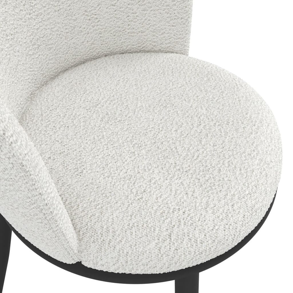 Stasi Off White Boucle Curved Dining Chair with Black Legs - Image 6