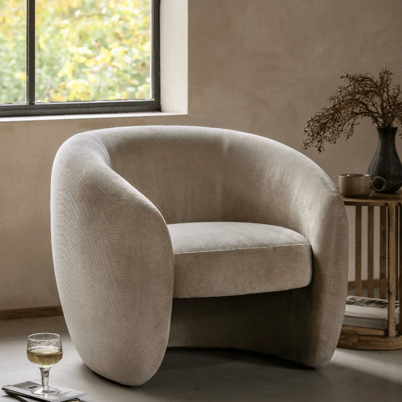 Stockholm Cream Textured Curved Accent Chair