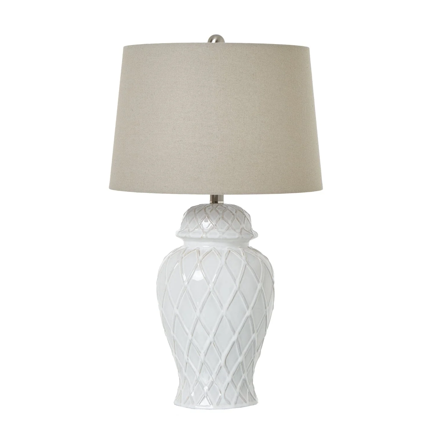 Stratford Ceramic Ginger Jar Lamp with Neutral Linen Shade - Image 4