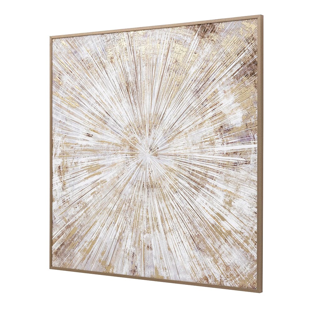 Sunburst Cream & Gold Framed Canvas Wall Art - Image 2