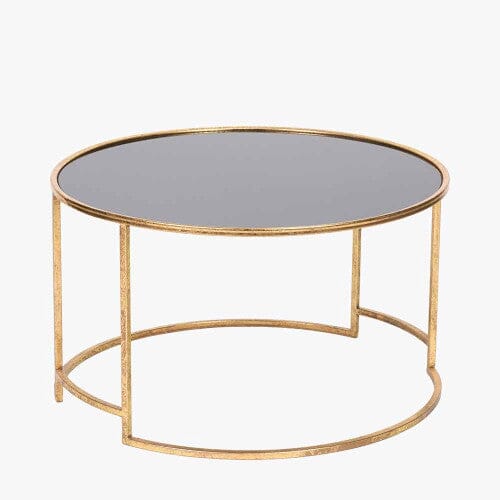 Sydney Antique Gold & Black Glass Coffee Table - Image 3