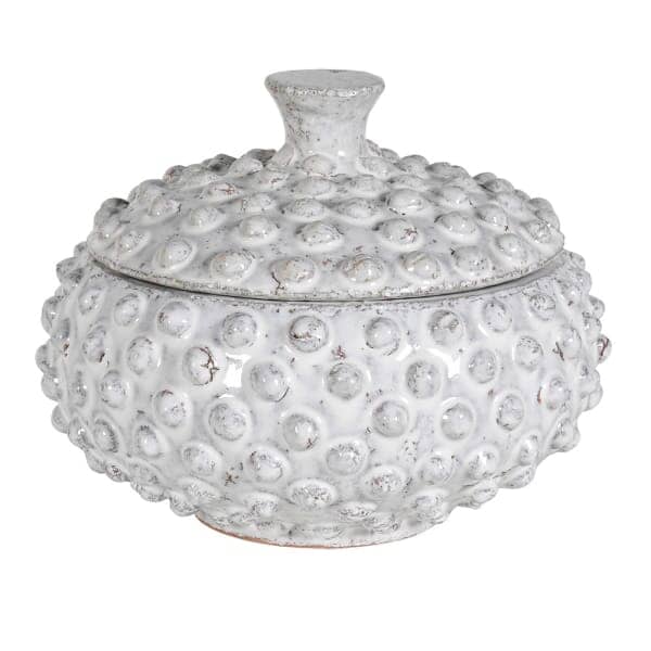 Sylvie White Bobbled Distressed Decorative Jar - Image 3
