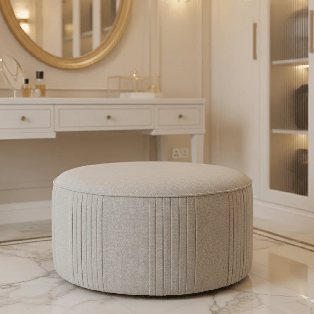 Tage Oatmeal Twill Swivel Footstool