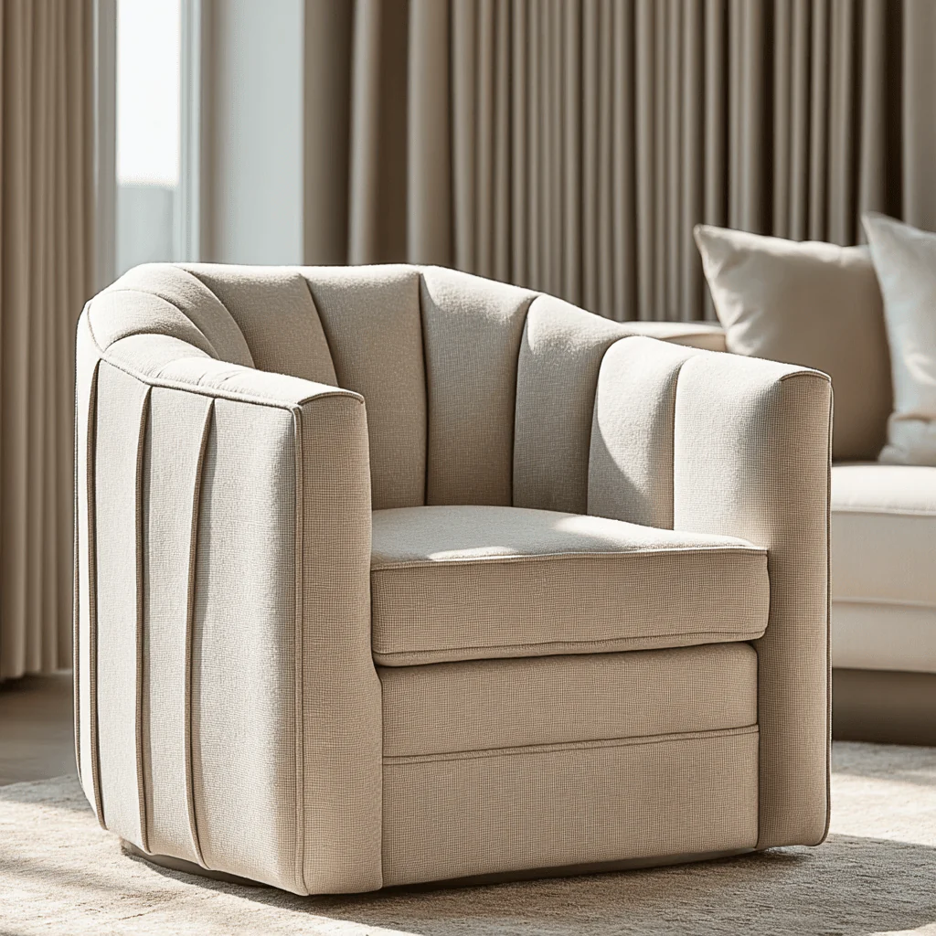 Tage Oatmeal Twill Swivel Armchair