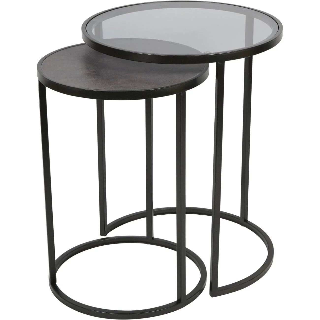 Tamara Black & Glass Set of 2 Nesting Side Tables - Image 2