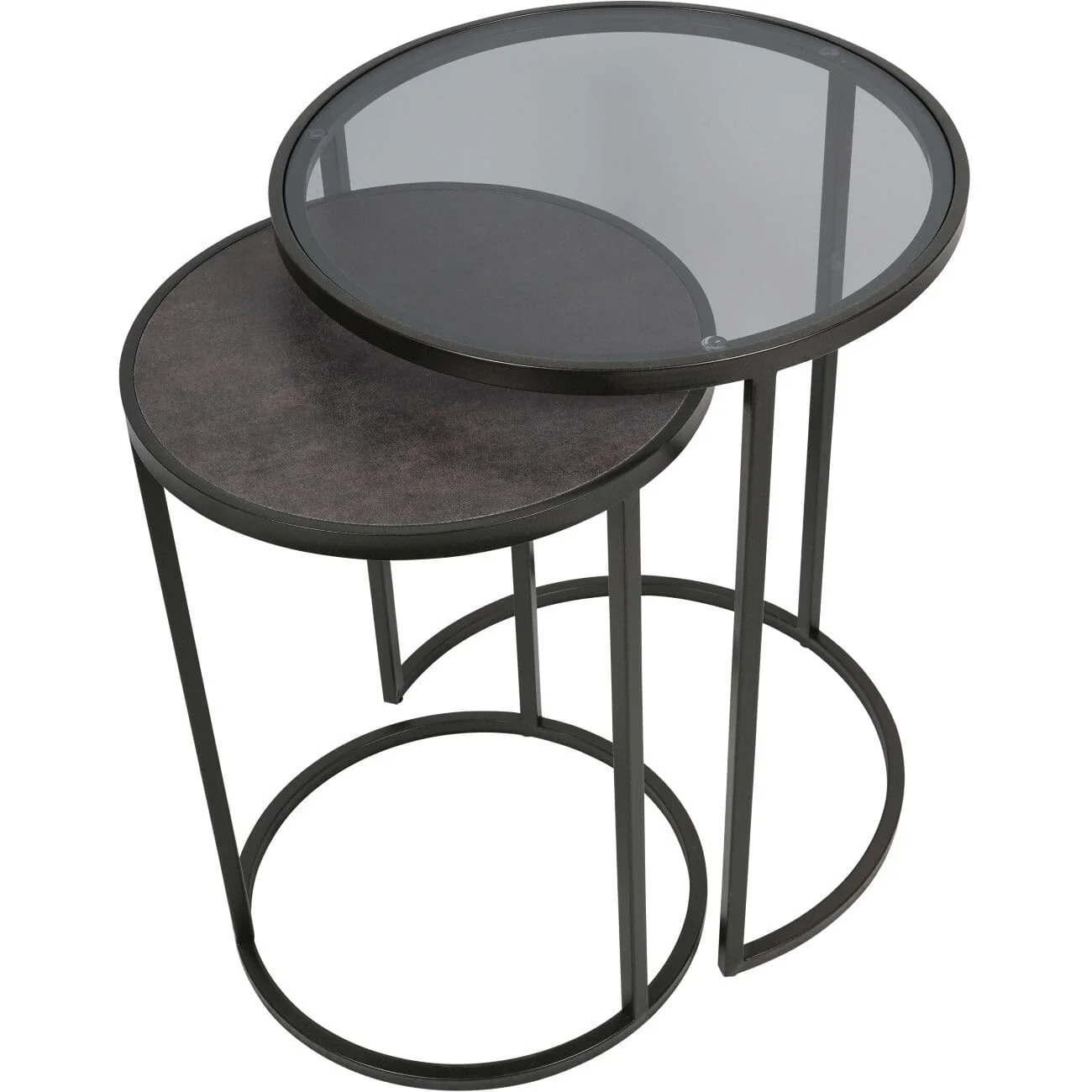 Tamara Black & Glass Set of 2 Nesting Side Tables - Image 3