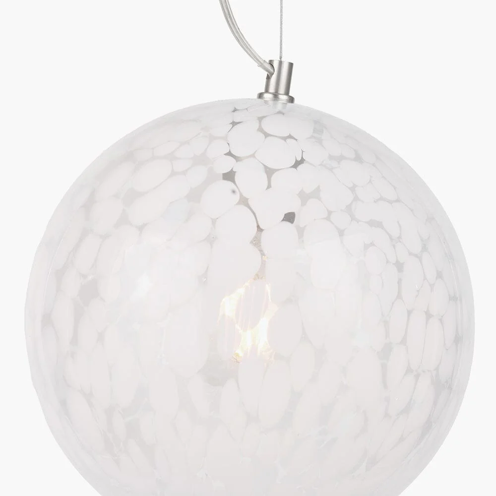 Tamsin Glass White Speckled Pendant Ceiling Light - Image 4