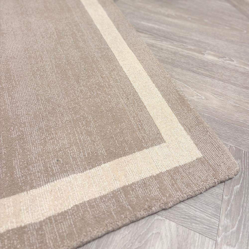 Tamsin Taupe Wool Rug with Cream Border - Image 2
