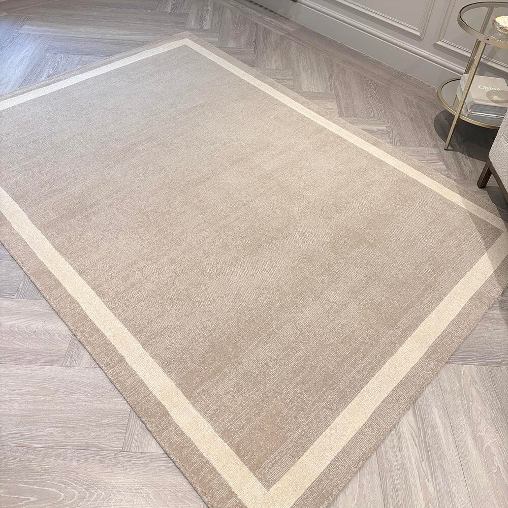 Tamsin Taupe Wool Rug with Cream Border - Image 3