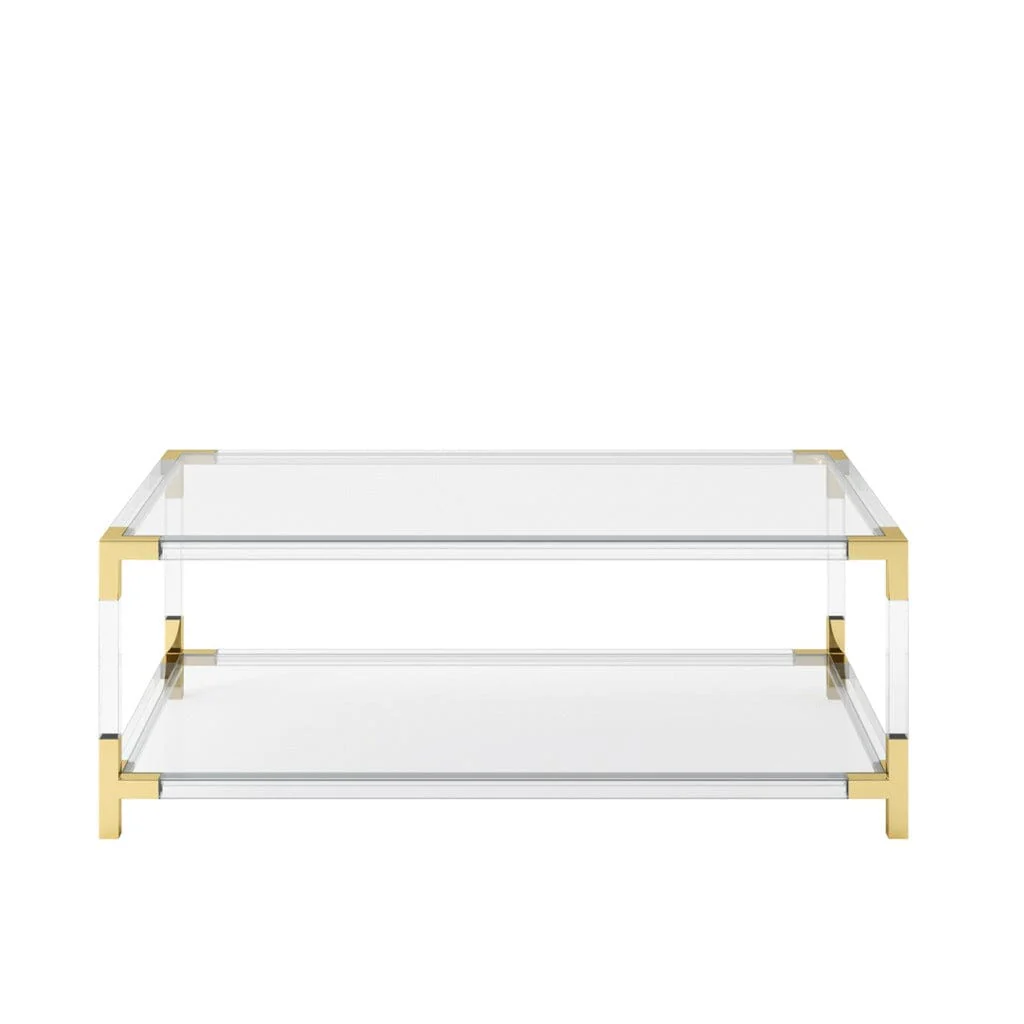 Taormina Acrylic Coffee Table with Gold Accents - Image 2