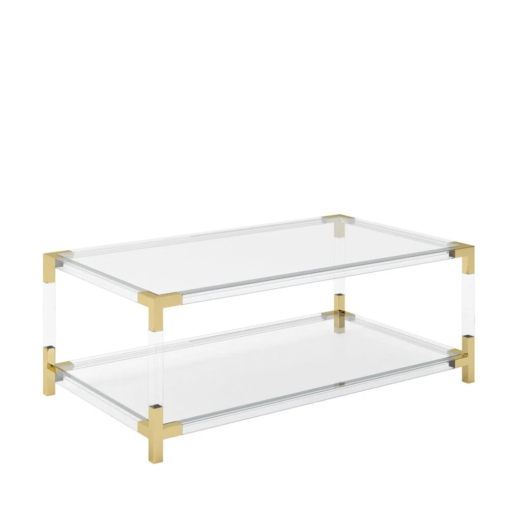 Taormina Acrylic Coffee Table with Gold Accents - Image 3