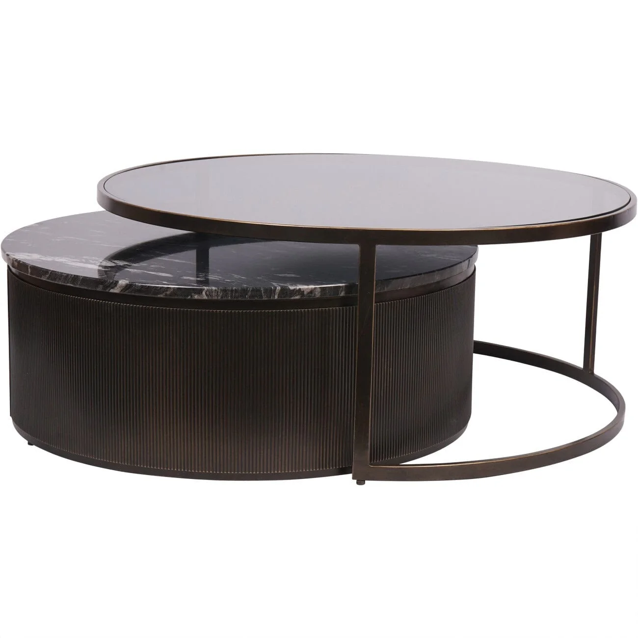 Sovana Deep Bronze Nesting Coffee Tables with Marble and Glass Top - Image 2