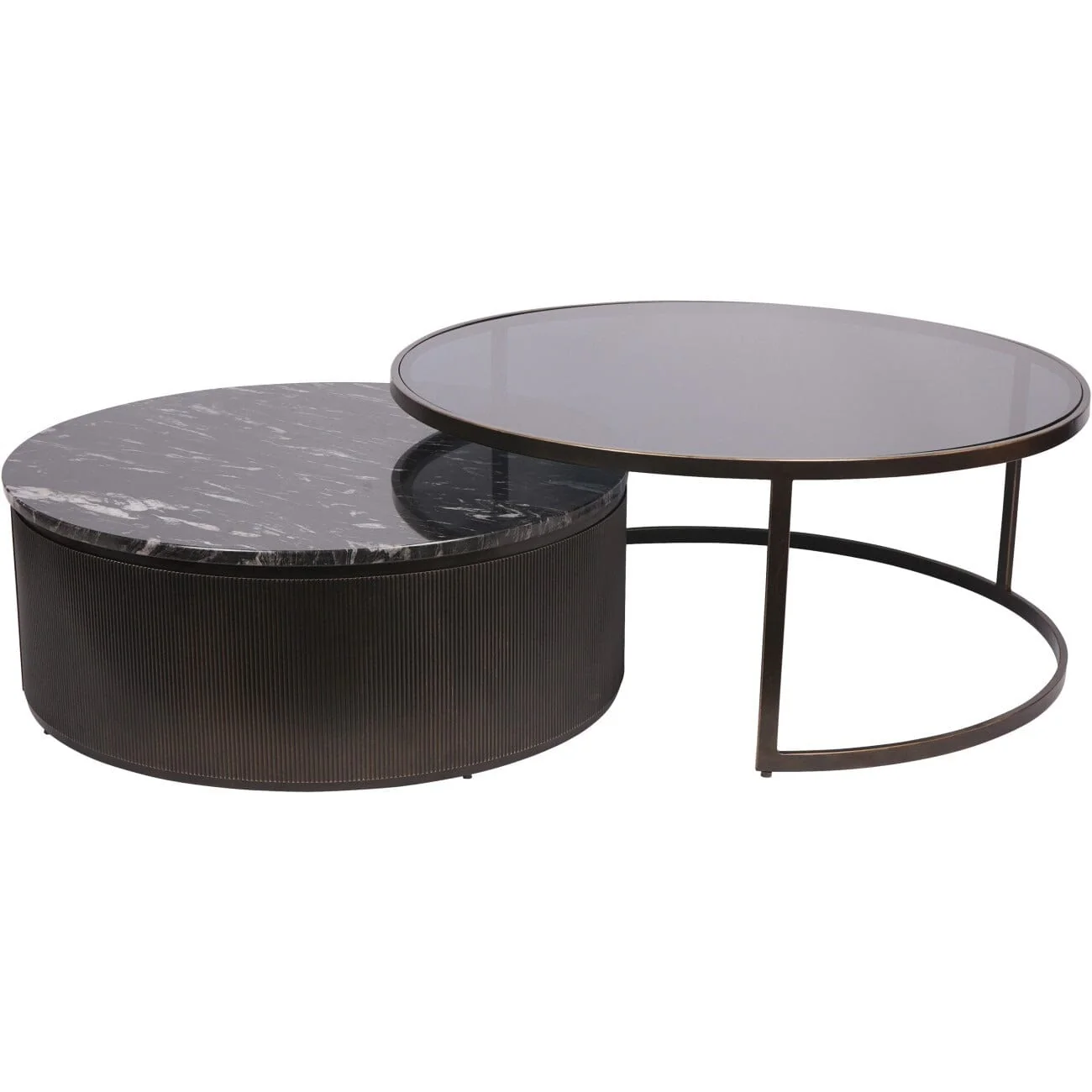 Sovana Deep Bronze Nesting Coffee Tables with Marble and Glass Top - Image 3