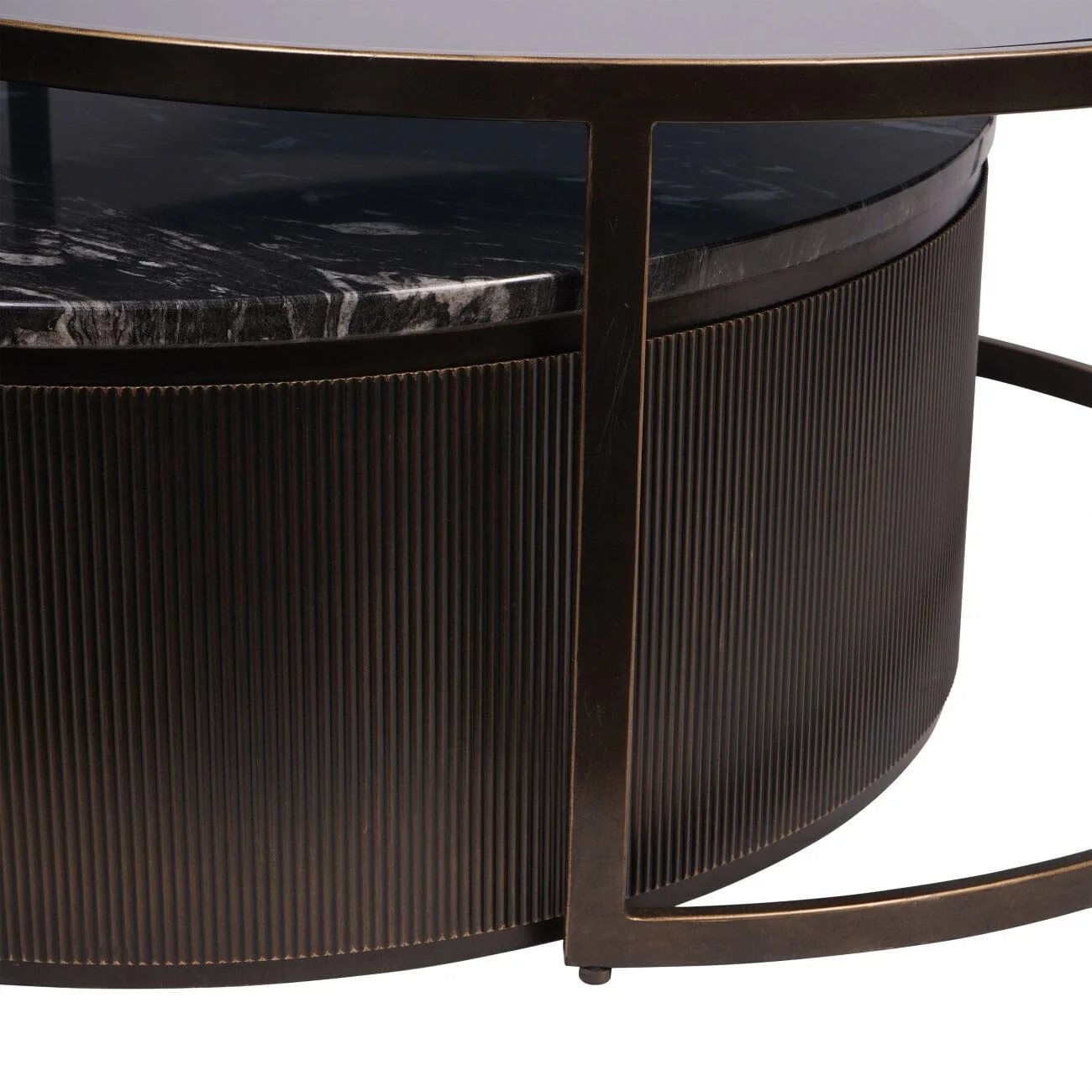 Sovana Deep Bronze Nesting Coffee Tables with Marble and Glass Top - Image 5