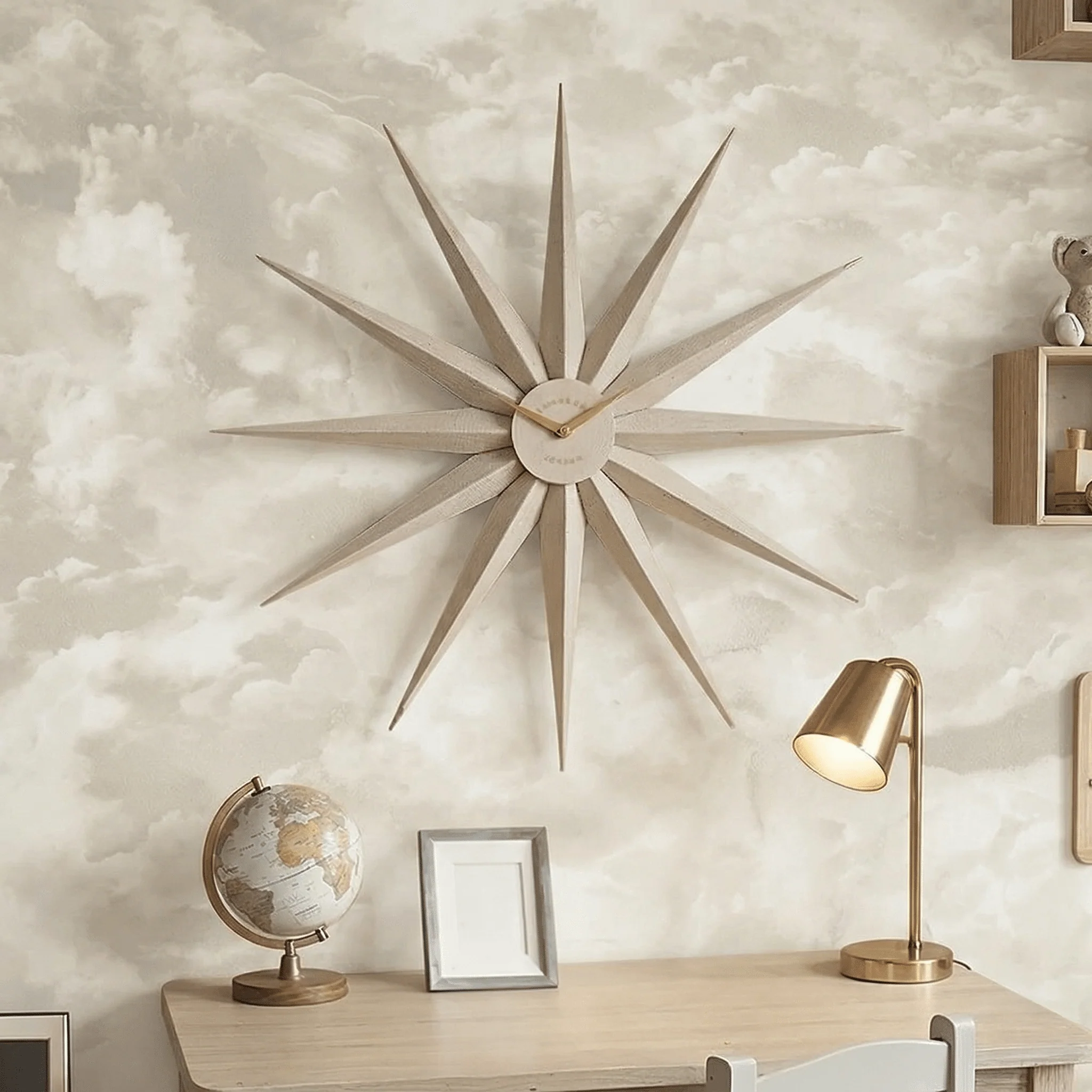 Tatler Neutral Metal Star Wall Clock with Gold Accents