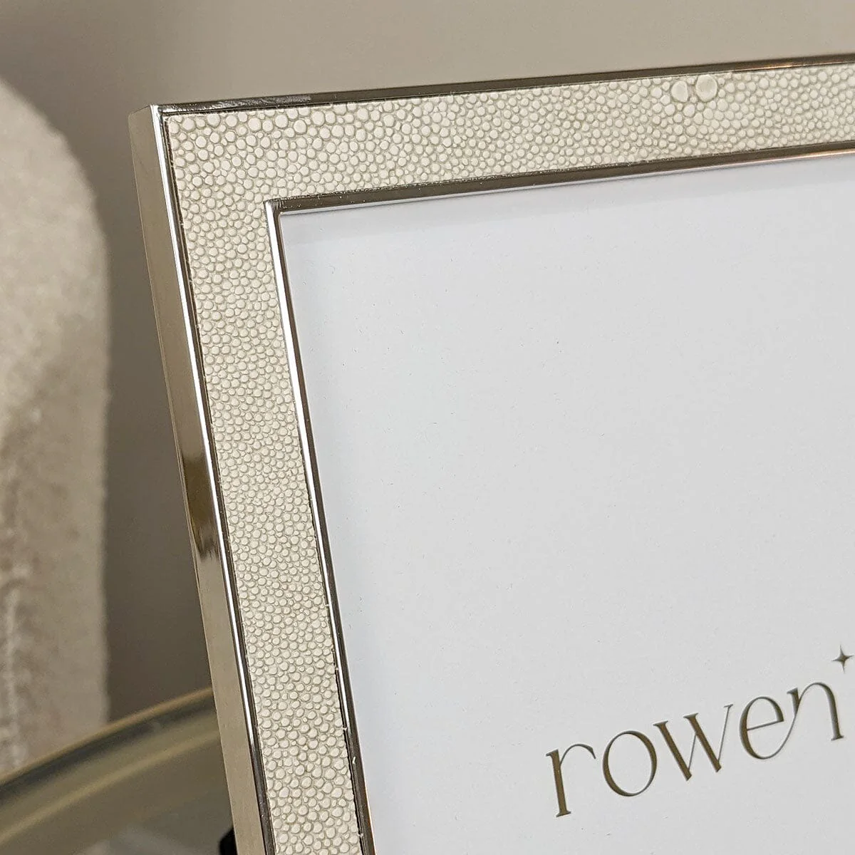 Thalia Faux Cream Shagreen Photo Frame - 4x6" - Image 3