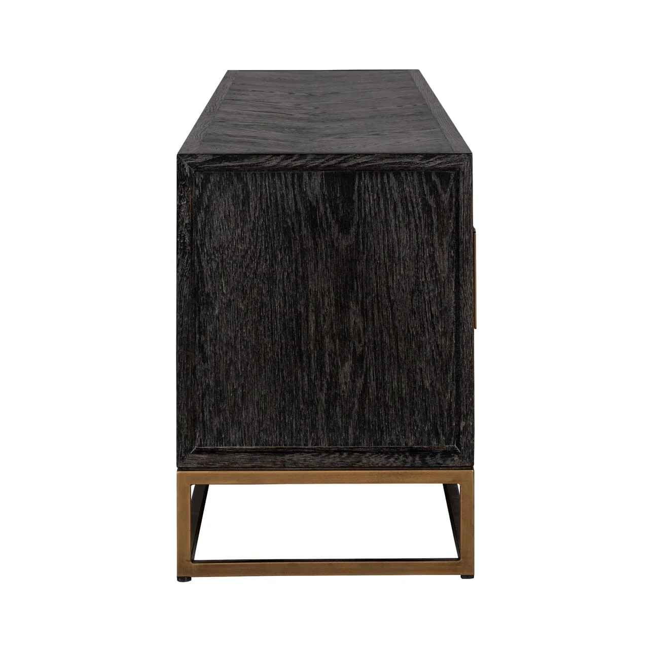 Thessaly Black Chevron Media Unit with Brass Handles - Image 4