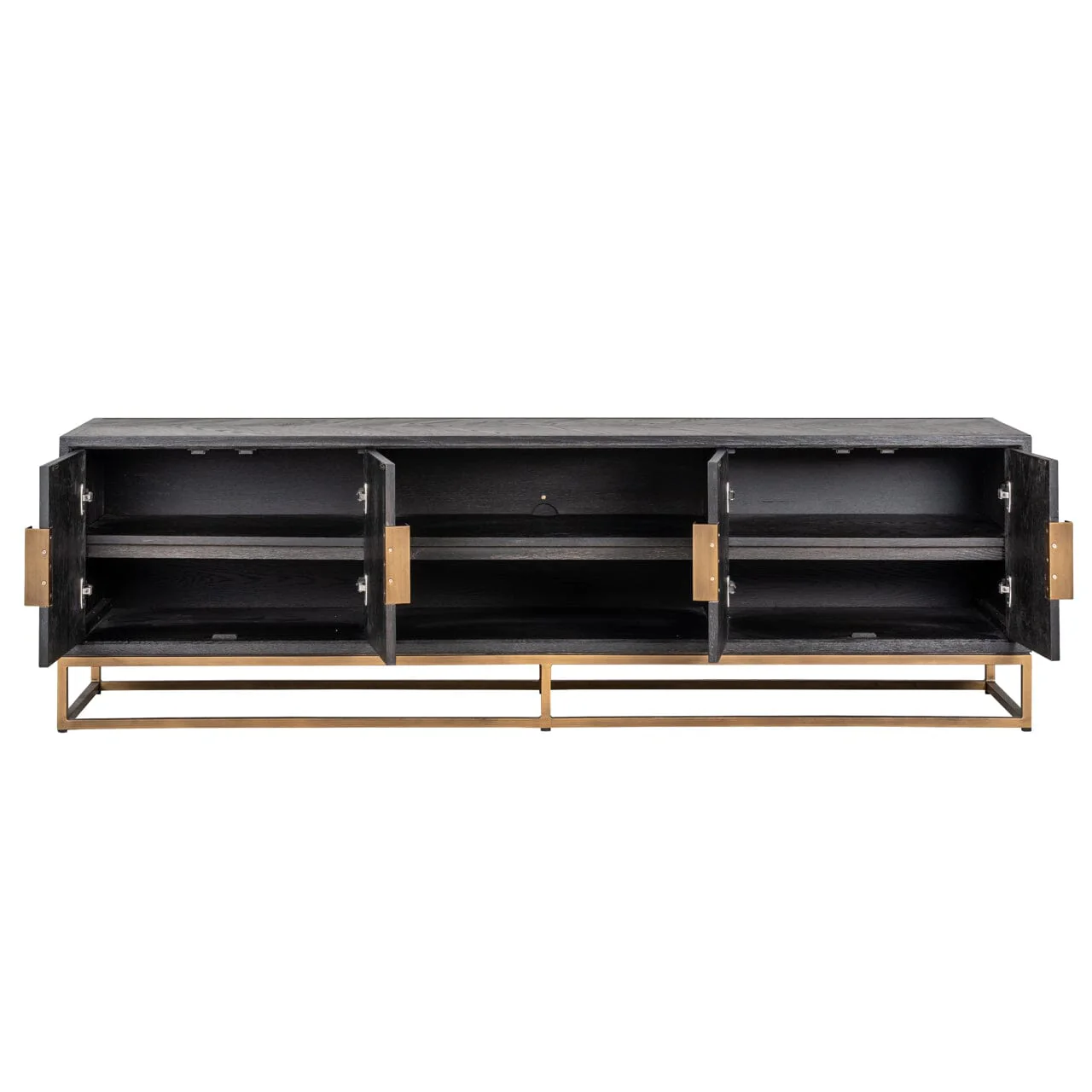 Thessaly Black Chevron Media Unit with Brass Handles - Image 6