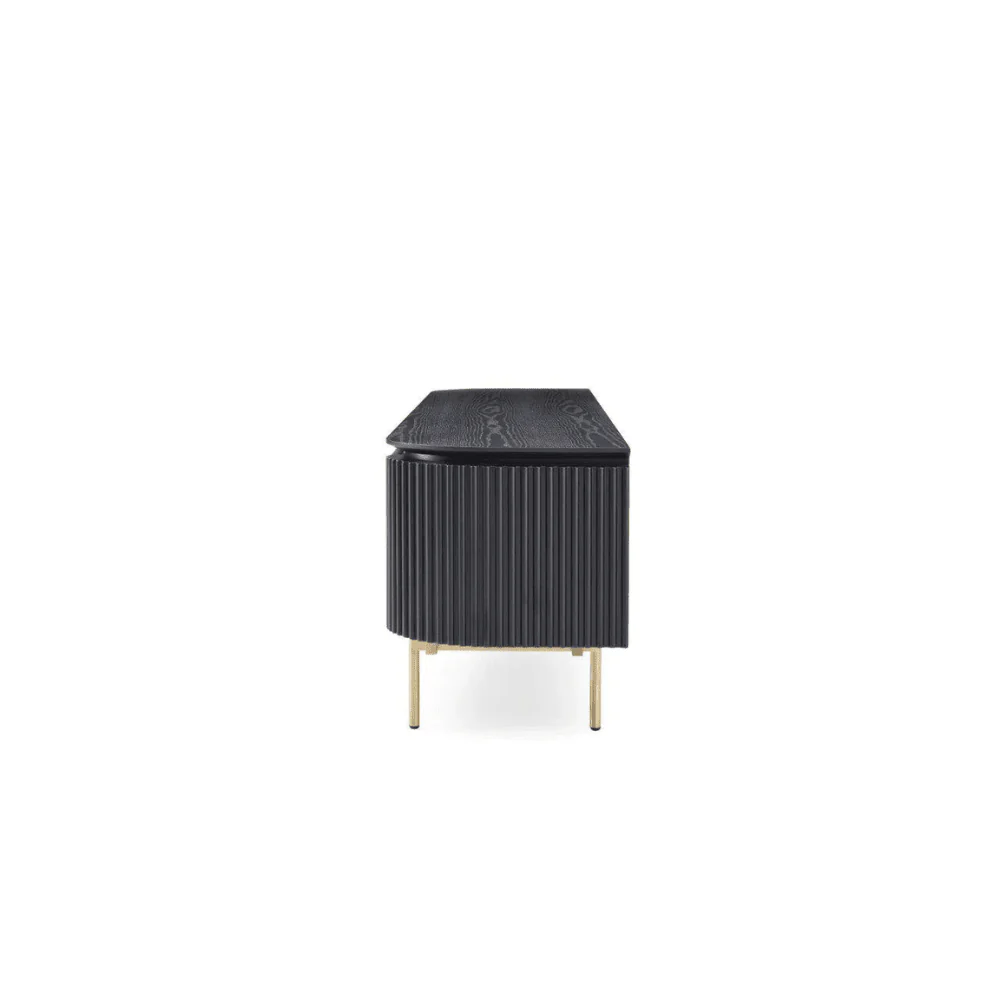 Tia Ribbed Rounded Black Media Unit with Gold Legs - Image 4