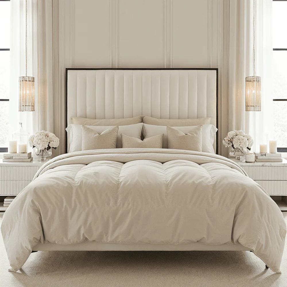 Tiffany Cream Velvet Bed With Black Frame