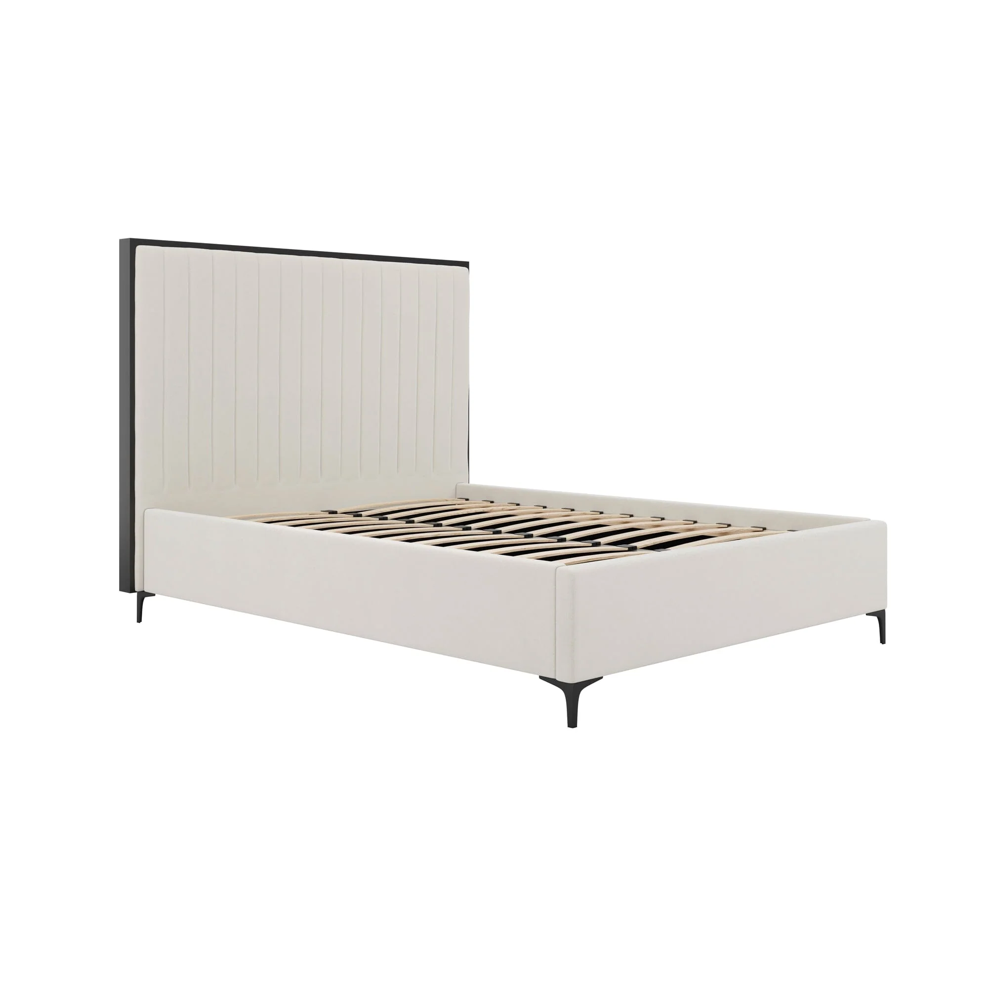 Tiffany Cream Velvet Bed With Black Frame - Image 3
