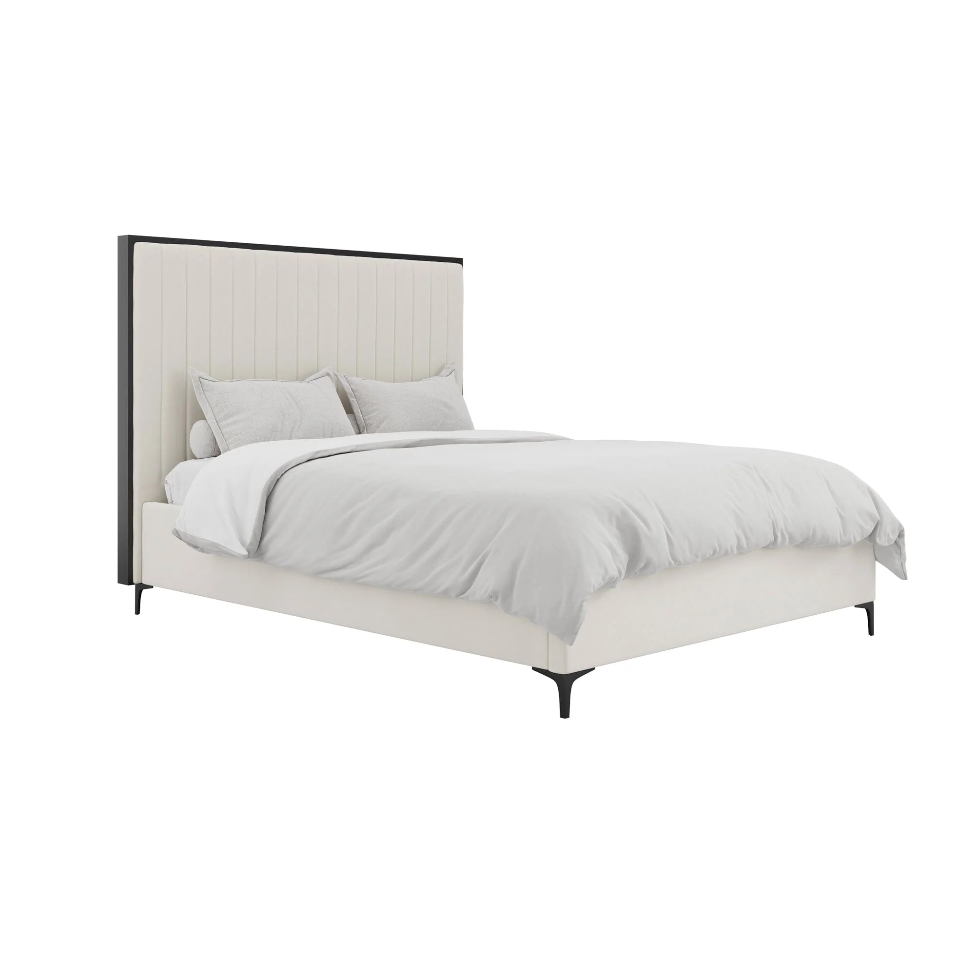 Tiffany Cream Velvet Bed With Black Frame - Image 5