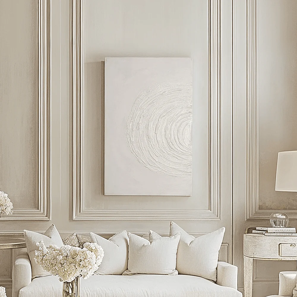 Tilly Cream Half Moon Textured Canvas Wall Art