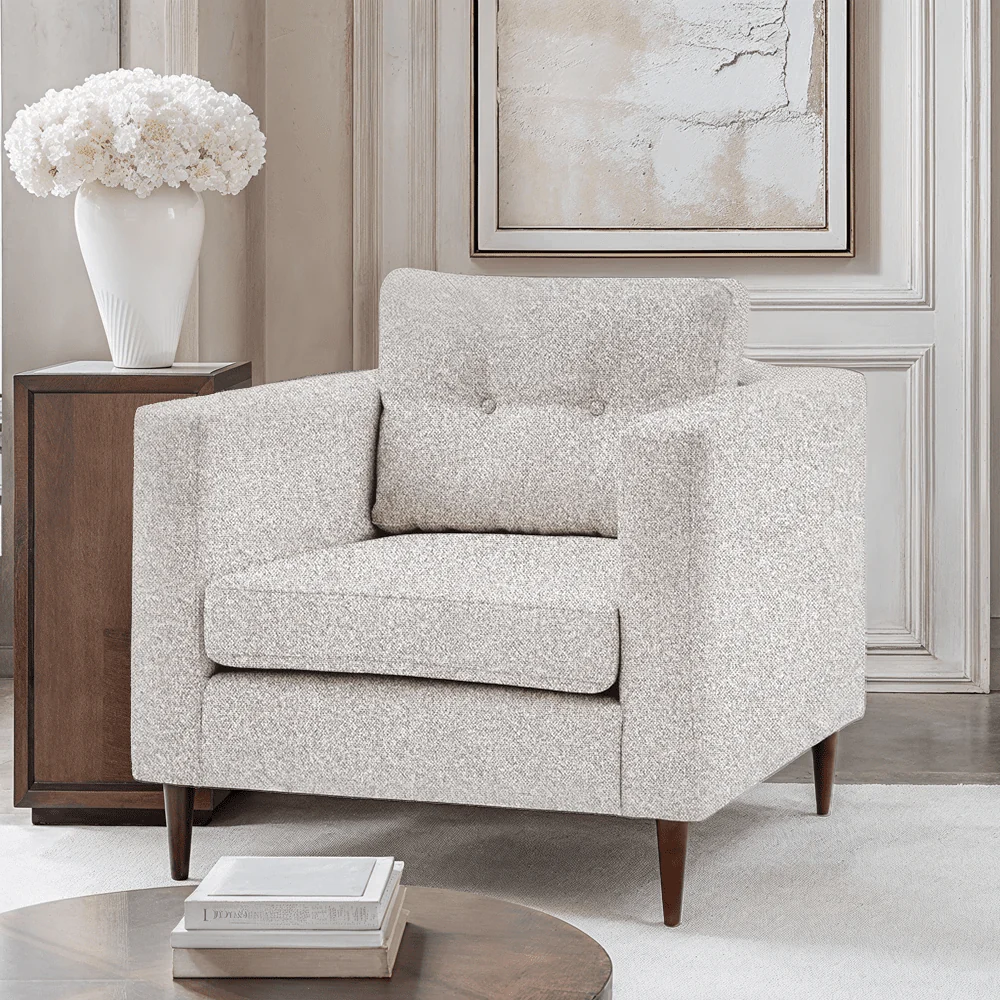 Tilly Grey Textured Buttoned Back Armchair
