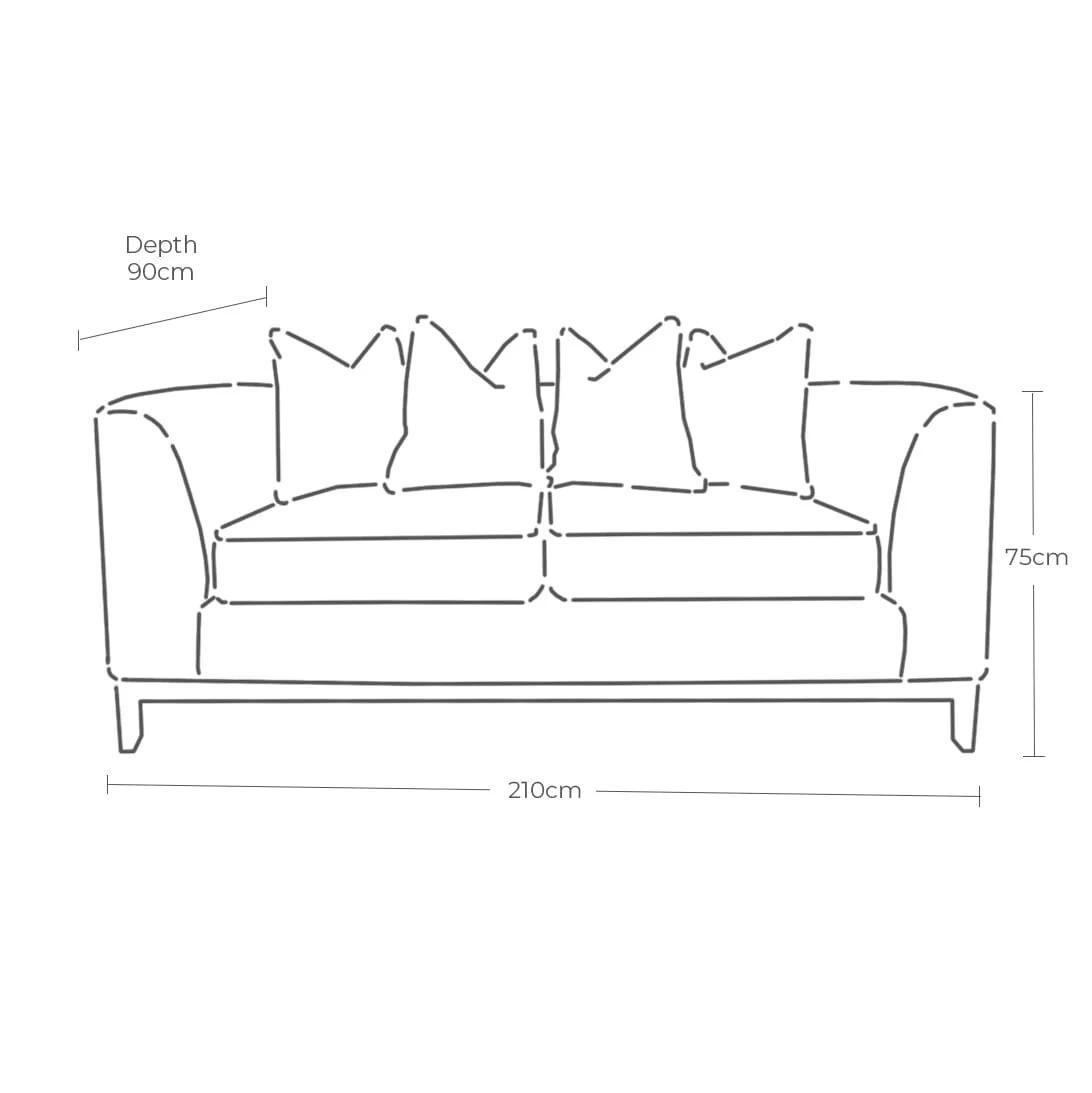 Timeless Cream Velvet 3 Seater Pillowback Sofa, With Black Wooden Plinth - Image 3