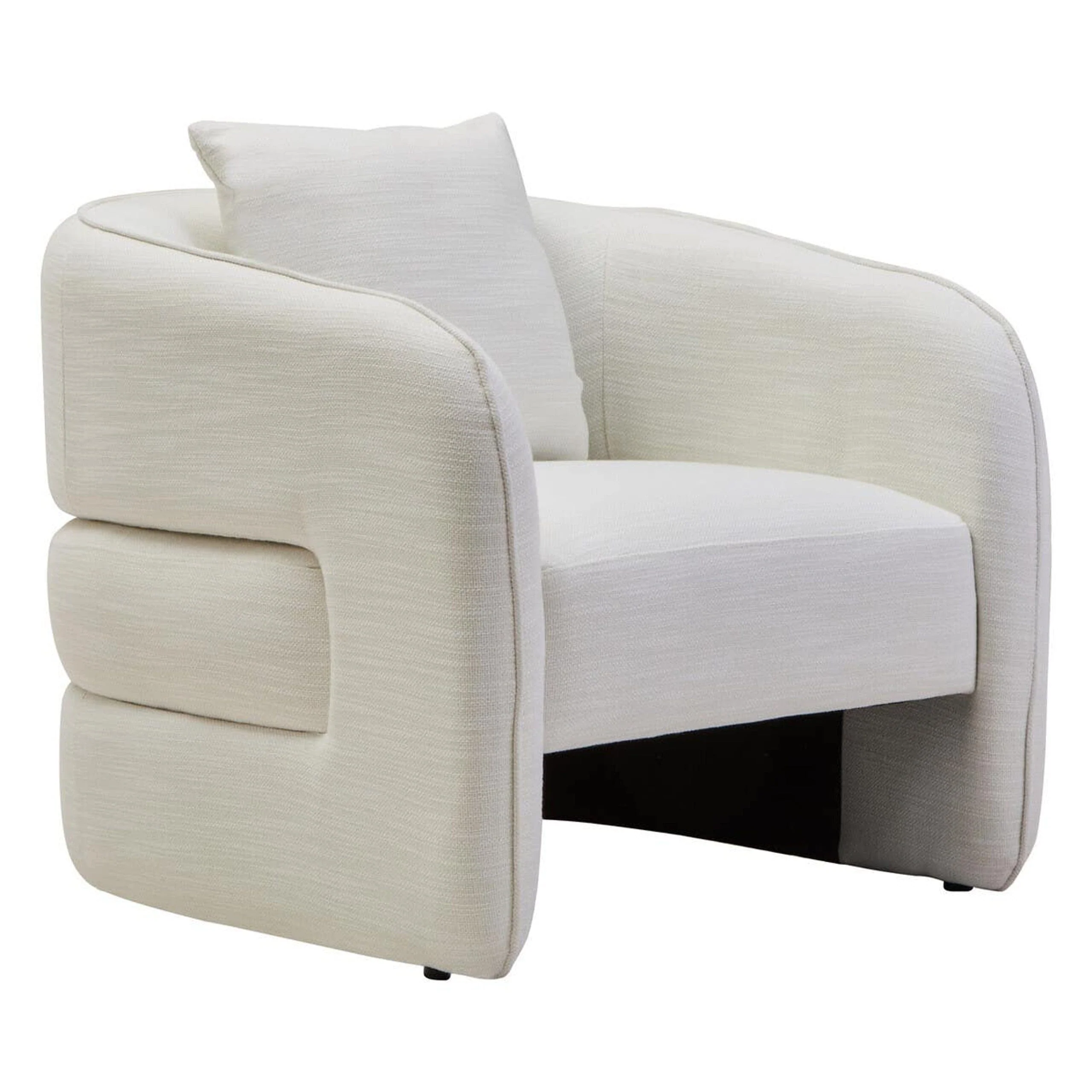 Tofna Cream Linen Effect Curved Accent Chair - Image 3