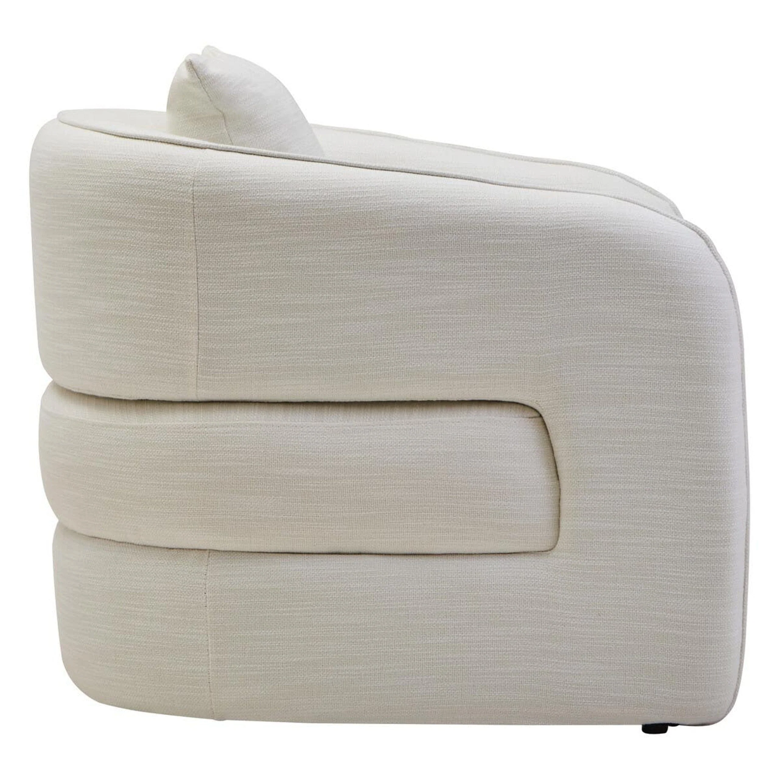 Tofna Cream Linen Effect Curved Accent Chair - Image 4