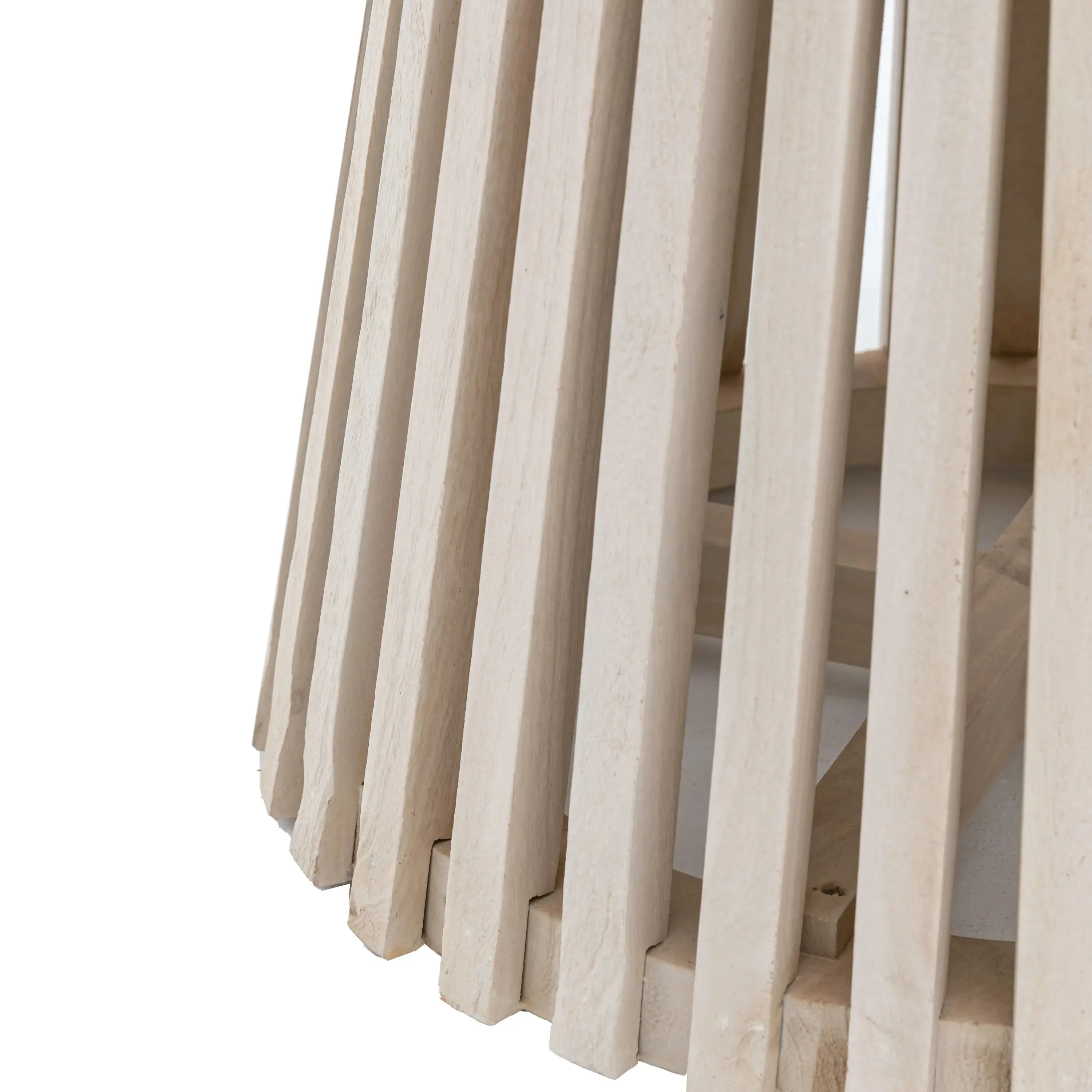 Tova Whitewash Slatted Wood Round Dining Table with Marble Top - Image 3