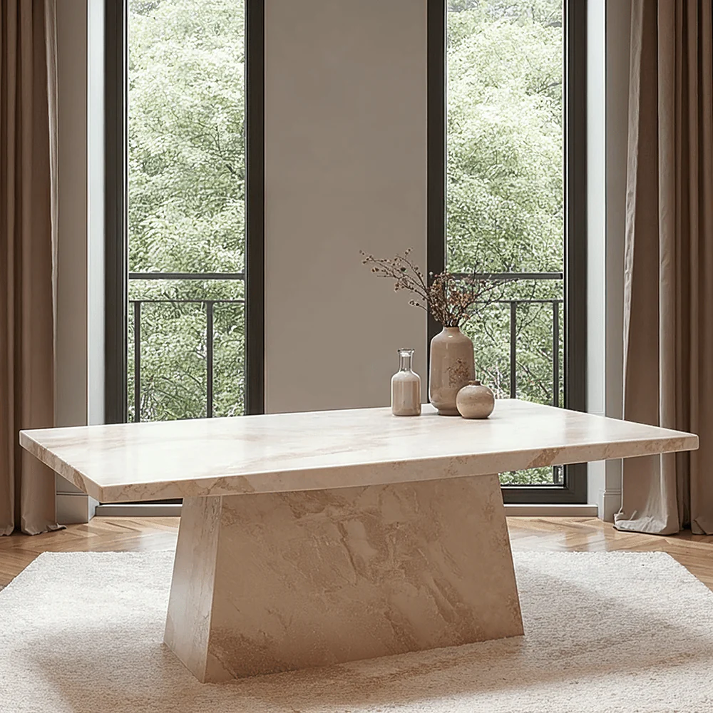 Travara Taupe & Cream Marble Coffee Table