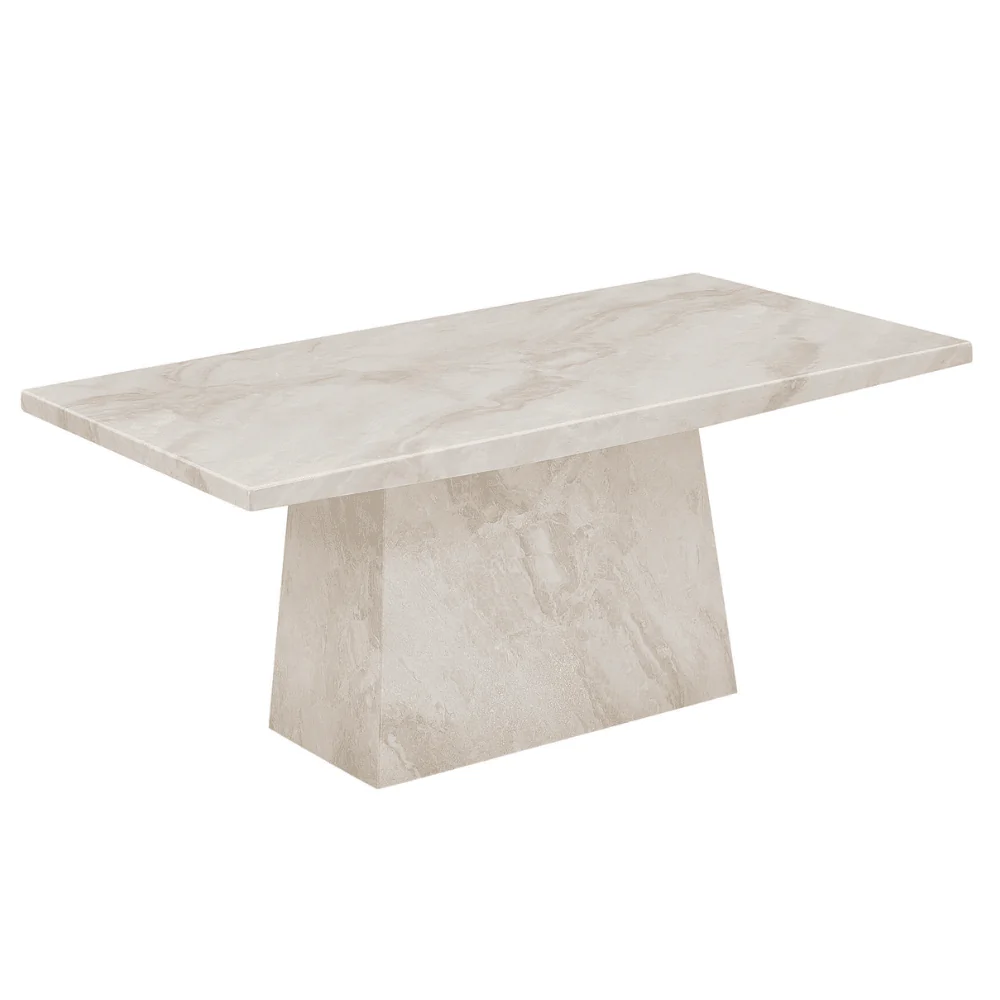 Travara Taupe & Cream Marble Coffee Table - Image 3