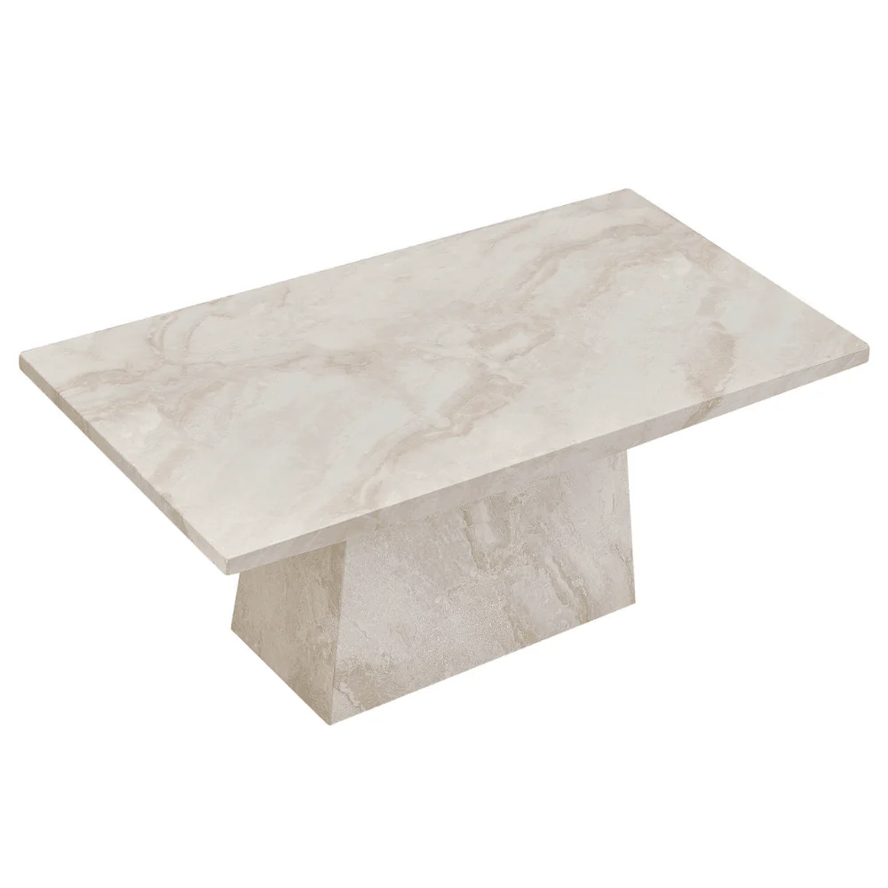 Travara Taupe & Cream Marble Coffee Table - Image 4