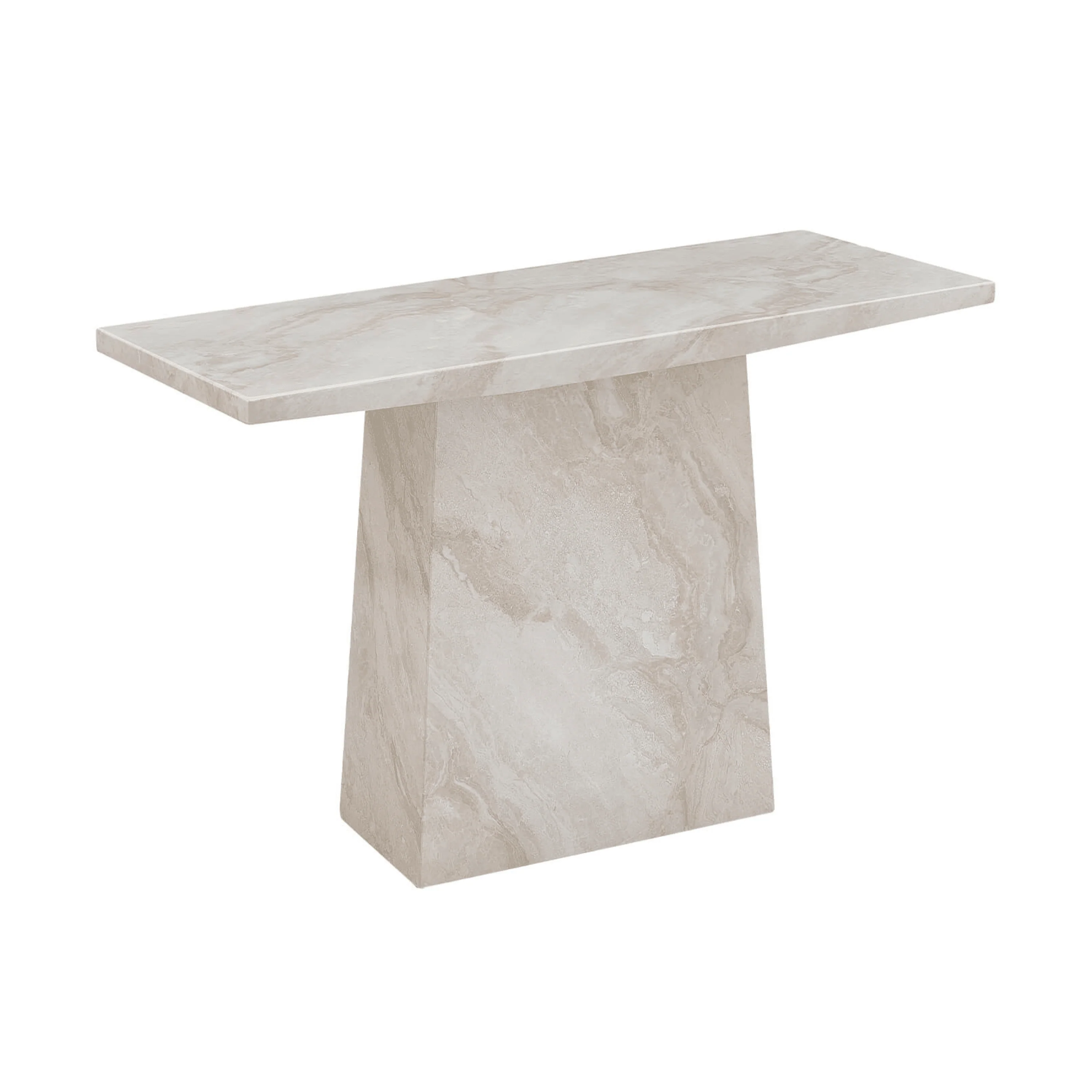 Travara Taupe & Cream Marble Console Table - Image 3