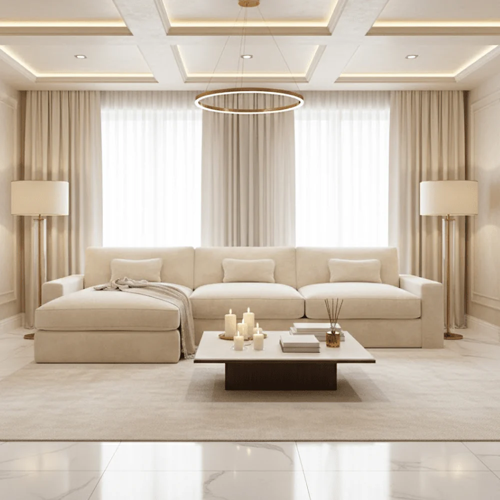 Tribeca Cream Velvet Large Left Hand Facing Chaise End Sofa