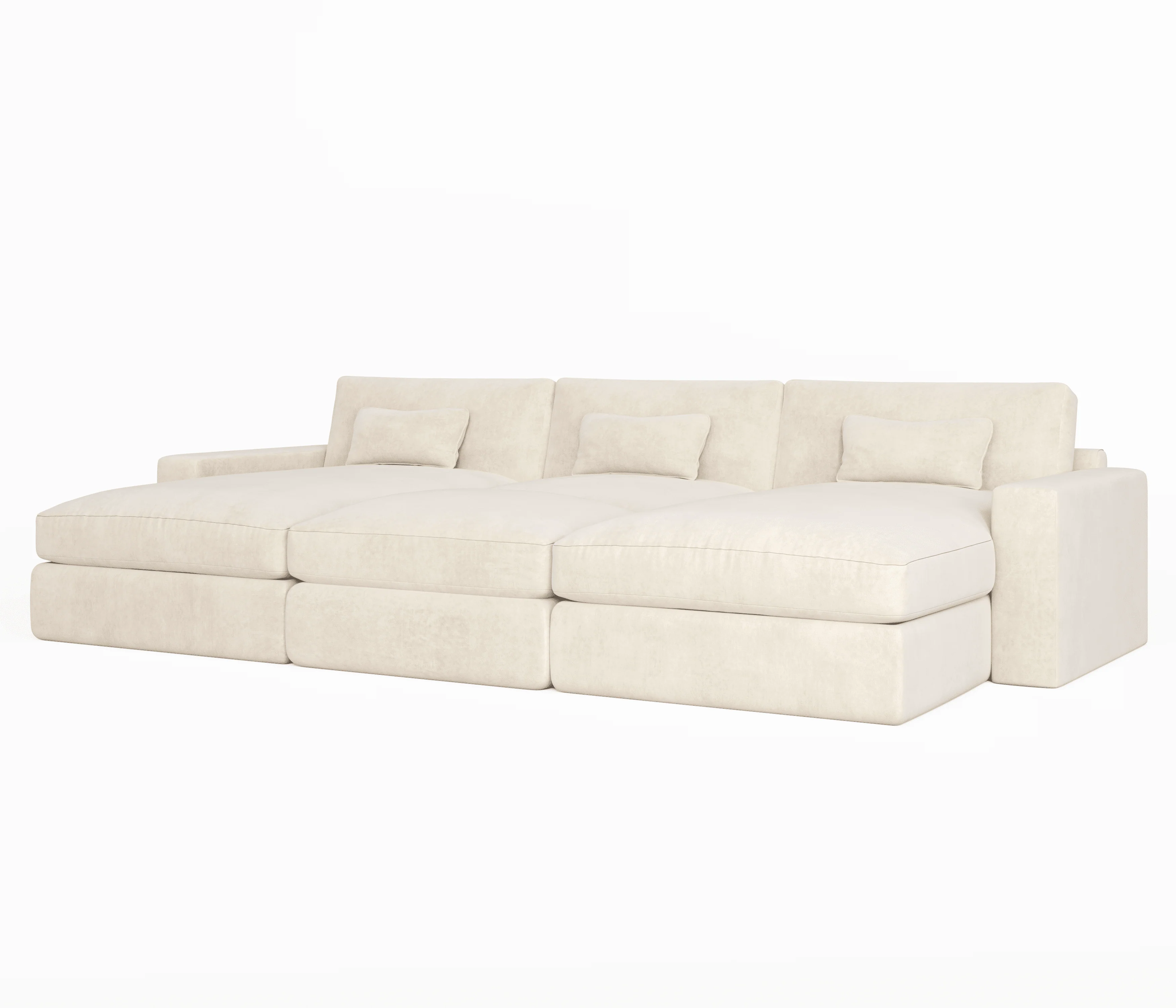 Tribeca Cream Velvet Large U Shape Sofa - Image 3