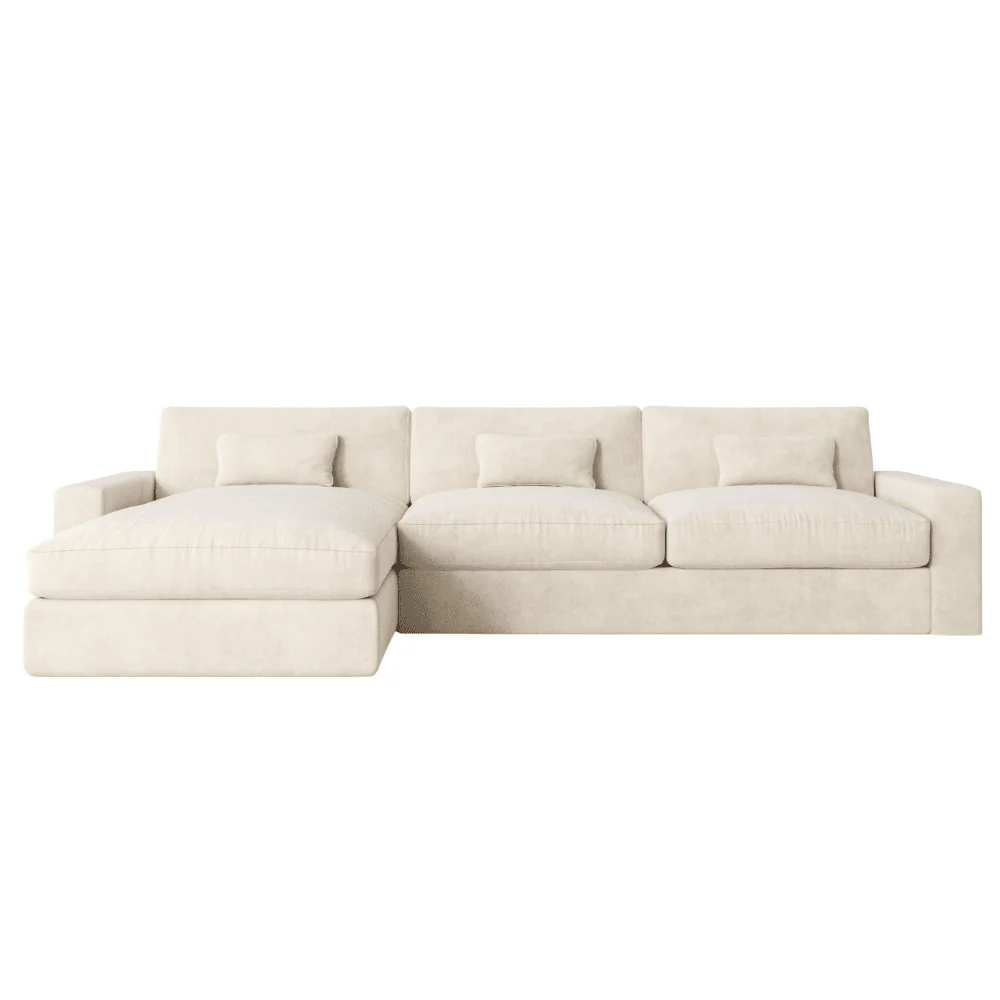Tribeca Cream Velvet Medium Left Hand Facing Chaise End Sofa - Image 4